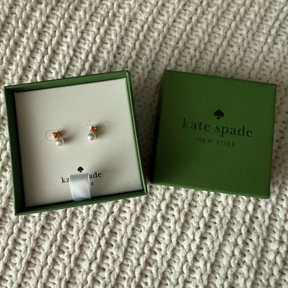 Kate Spade Champagne & Pearl Stud Earrings - Picture 2 of 4
